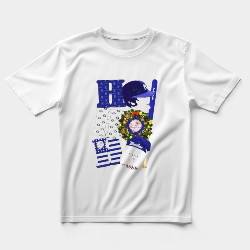 New York Yankees Ho Ho Ho Merry Christmas Yankees Caps Wreath Baseball Bat T Shirt.jpeg t shirt 5 5