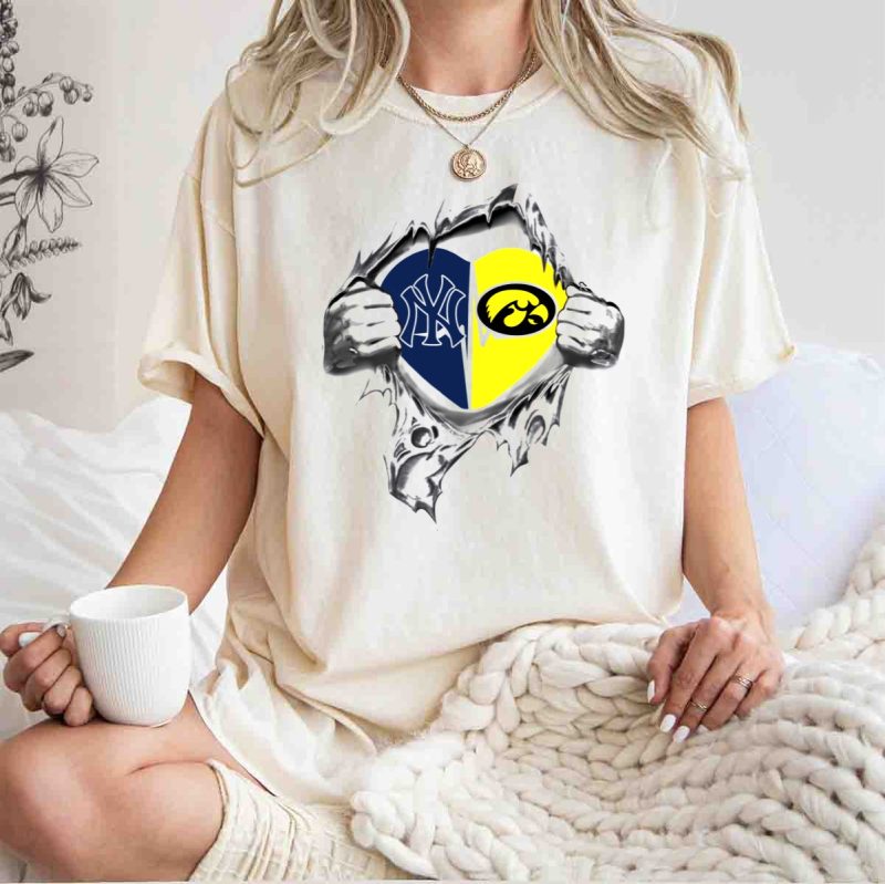 New York Yankees Iowa Hawkeyes Heart T Shirt t shirt 1 1