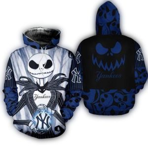 New York Yankees Jack Skellington Halloween Hoodie – All Over Print