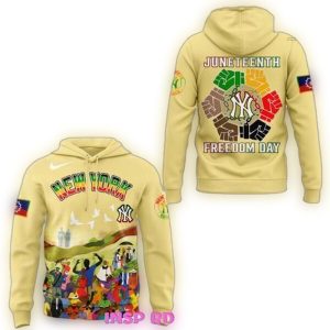 New York Yankees Juneteenth Freedom Day All-Over Print Hoodie