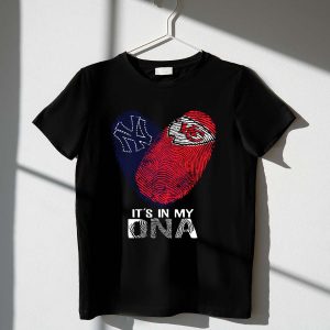 New York Yankees X Kansas City Chiefs Heart Fingerprint Dna T-Shirt