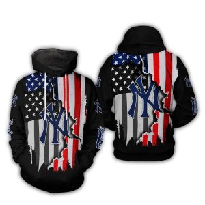 New York Yankees Usa Flag All-Over Print Hoodie For Fans