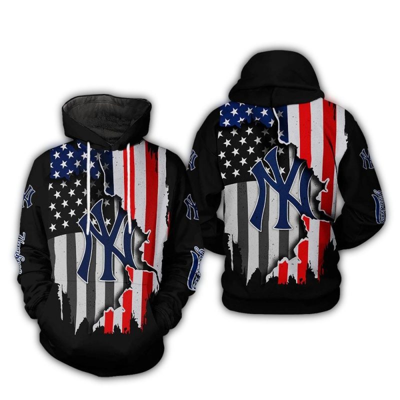New York Yankees MLB US Flag 3D Printed HoodieZipper Hoodie 1