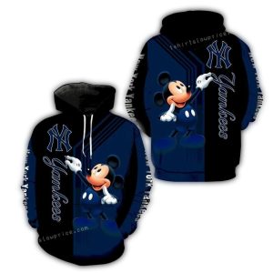 Mickey Mouse Paint Logo All-Over Print Hoodie - New York Yankees Design