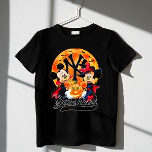 New York Yankees Mickey & Minnie Mouse Halloween Pumpkin T-Shirt