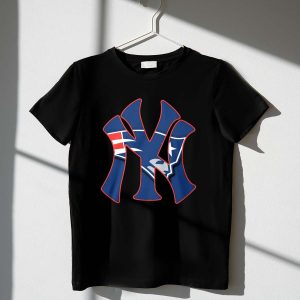 New York Yankees & New England Patriots Logo Fusion T-Shirt For Fans