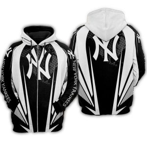 New York Yankees Big Logo Black & White All-Over Print Hoodie
