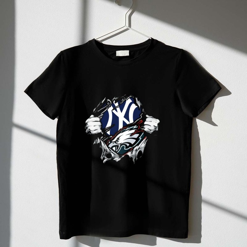 New York Yankees Philadelphia Eagles Crossover T Shirt t shirt 1 1