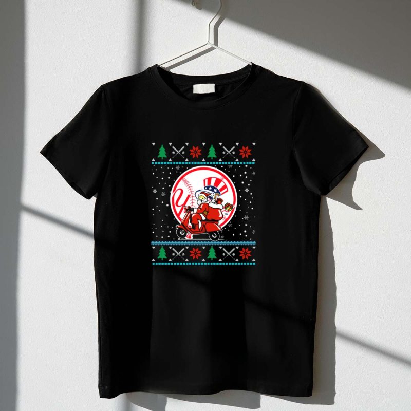 New York Yankees Santa Christmas Scooter Festive T Shirt t shirt 1 1