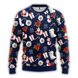 New York Yankees Santa Claus Snowman Ugly Christmas Sweater For Fans