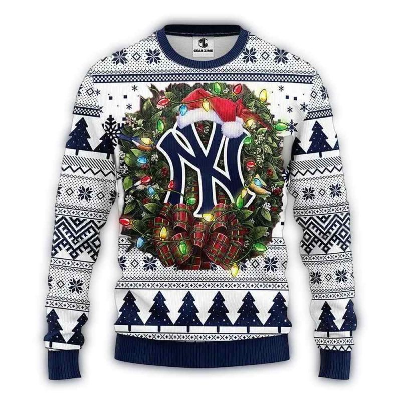 New York Yankees Santa Hat Ugly Christmas Sweater 1