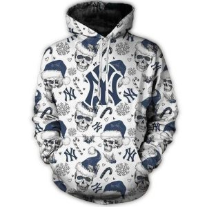 New York Yankees Skull Christmas All-Over Print Hoodie For Fans