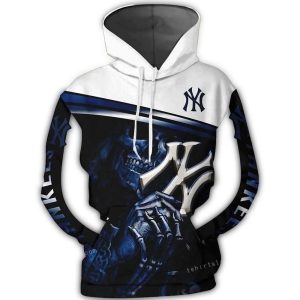New York Yankees Skull Logo All-Over Print Hoodie For Fans