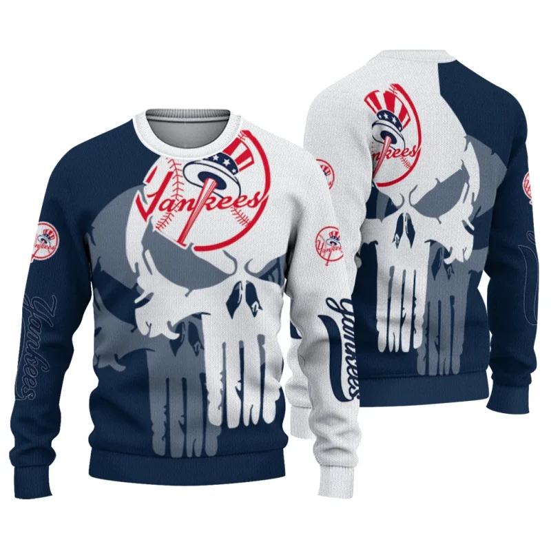 New York Yankees Skull Punisher Split Ugly Sweater 1