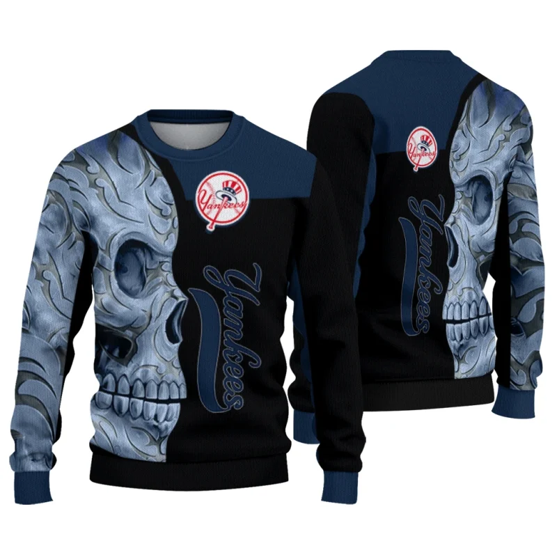 New York Yankees Skull Swirl Ugly Sweater 1