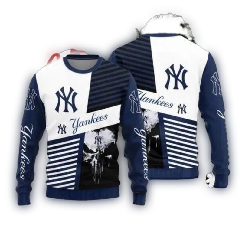 New York Yankees Skull Ugly Christmas Sweater 1