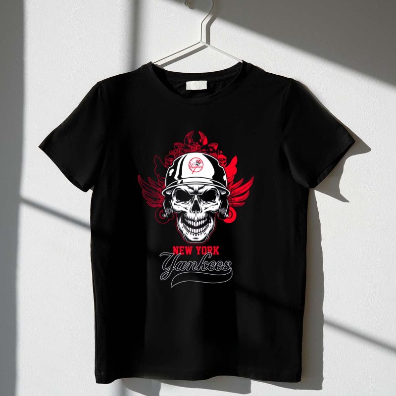 New York Yankees Skull Wings Helmet T Shirt t shirt 1 1