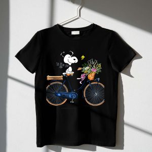 New York Yankees Snoopy Bicycle T-Shirt With Woodstock & Floral Design