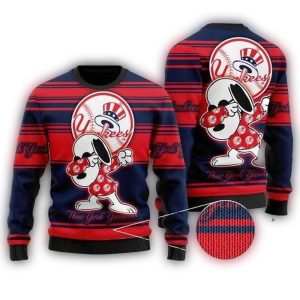 New York Yankees Snoopy Dabbing Dance Sweater - Fun Ugly Holiday Knit