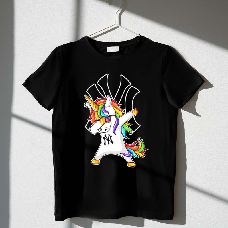New York Yankees Unicorn Dabbing Rainbow T Shirt t shirt 1 1