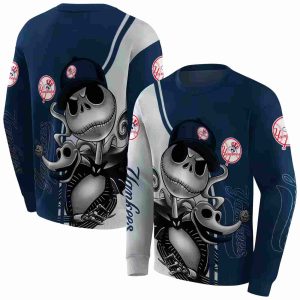 New York Yankees Jack Skellington & Zero All-Over Print Sweatshirt