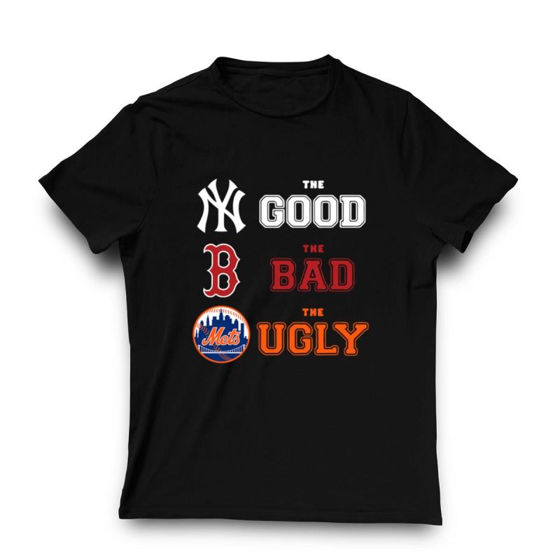 New York Yankees vs Boston Red Sox vs New York Mets Graphic T-Shirt - Image 3