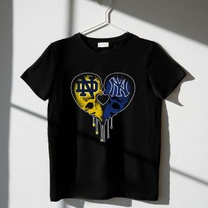 Notre Dame Yankees Skull Heart Love Graphic T-Shirt For Fans