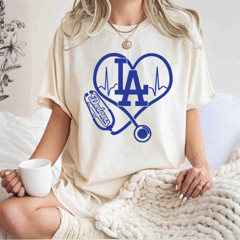 Nurse Heartbeat Los Angeles Dodgers Stethoscope T Shirt.jpeg t shirt 1 1