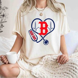 Boston Red Sox Nurse Heartbeat Stethoscope T-Shirt For Healthcare Lovers