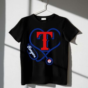 Texas Rangers Nurse Heartbeat Stethoscope T-Shirt For Fans