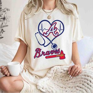 Atlanta Braves Nurse Love Heartbeat Stethoscope T-Shirt