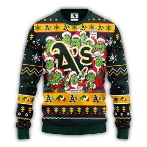 Oakland Athletics Grinch Christmas Day Ugly Sweater For Fans