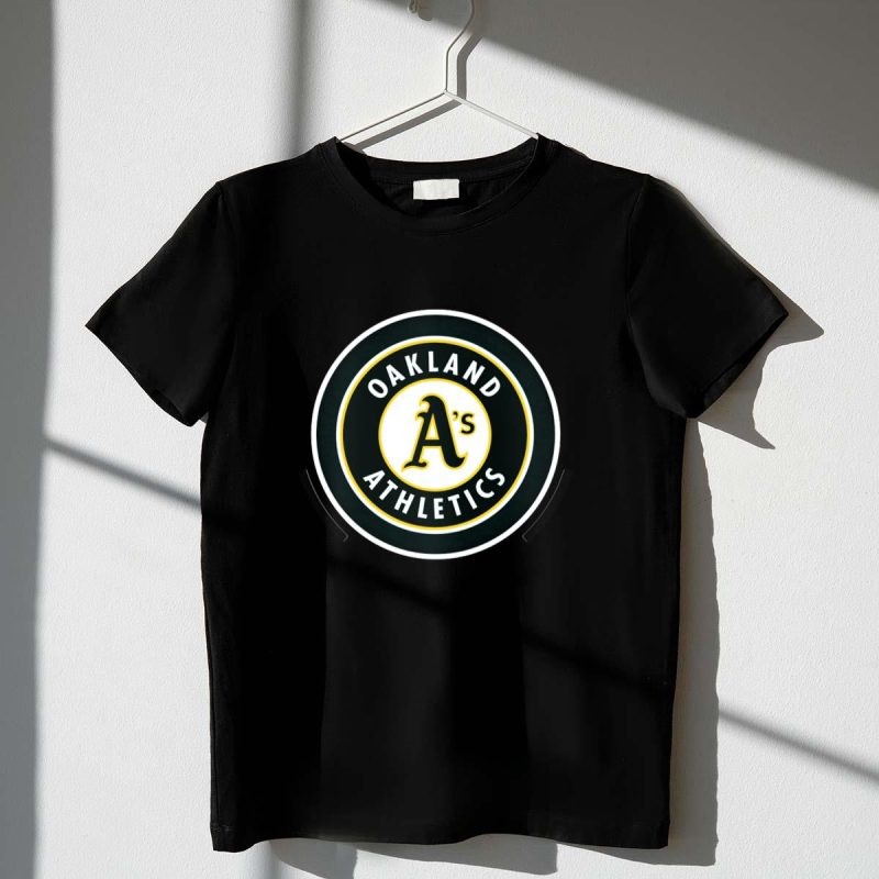Oakland Athletics As Logo Circle Green and Yellow T Shirt t shirt 1 1