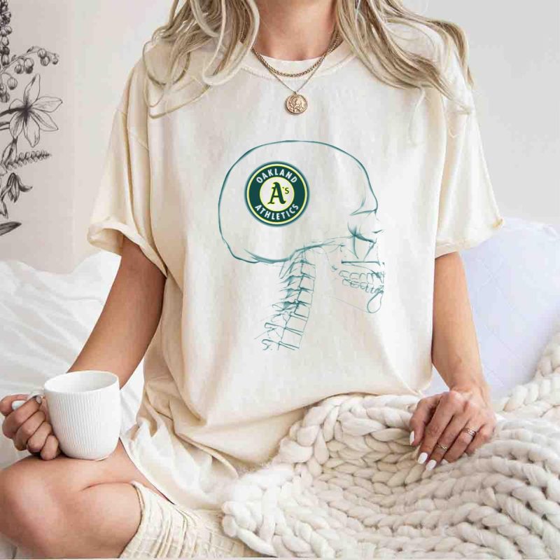 Oakland Athletics As Logo Inside Skull T Shirt t shirt 1 1
