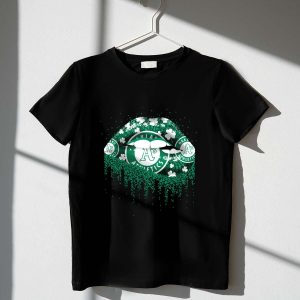 Oakland Athletics Shamrock Glitter Lips T-Shirt For Fans