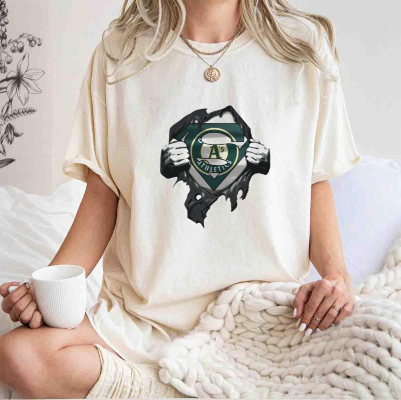 Oakland Athletics As Logo with Superman Shield Hands T Shirt t shirt 1 1