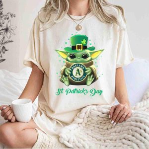 Baby Yoda St Patrick'S Day T-Shirt For Oakland Athletics Fans