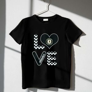 Oakland Athletics Heart Chevron Design T-Shirt For Baseball Fans