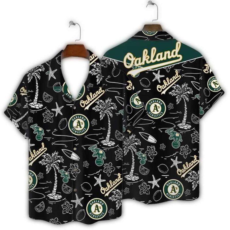 Oakland Athletics Black Tropic Hawaiian Shirt 1