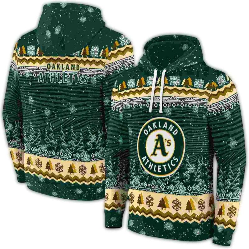 Oakland Athletics Christmas Trees AOP Hoodie 1