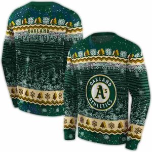 Oakland Athletics Christmas Trees All Over Print Sweatshirt