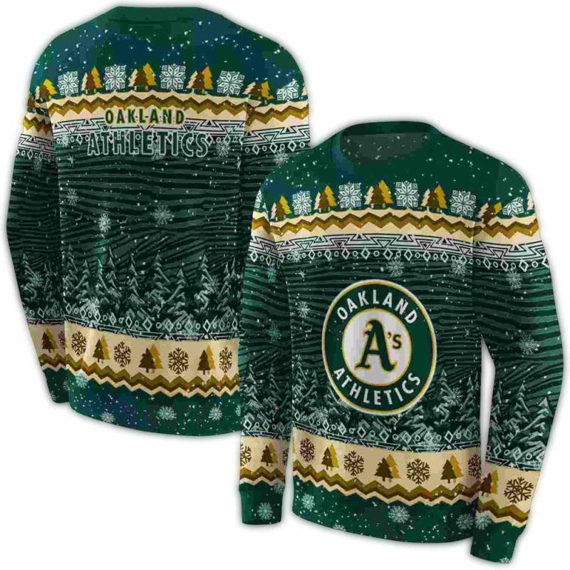 Oakland Athletics Christmas Trees AOP Sweatshirt 1
