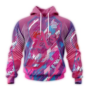 Oakland Athletics Breast Cancer Awareness All-Over Print Hoodie