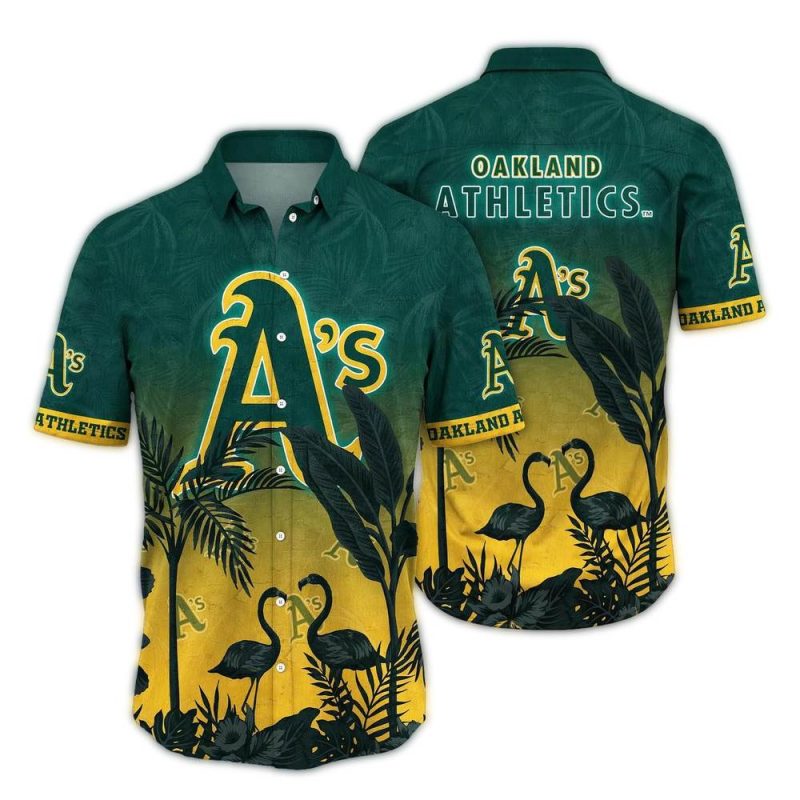 Oakland Athletics Flamingo Landscape Vintage Hawaiian Shirt 1