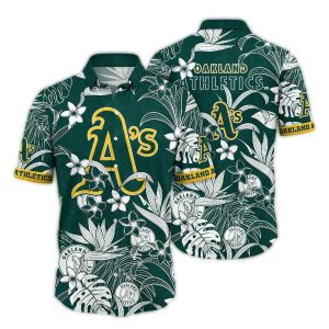 Oakland Athletics Tropical Floral Leaf Pattern Hawaiian Shirt For Fans