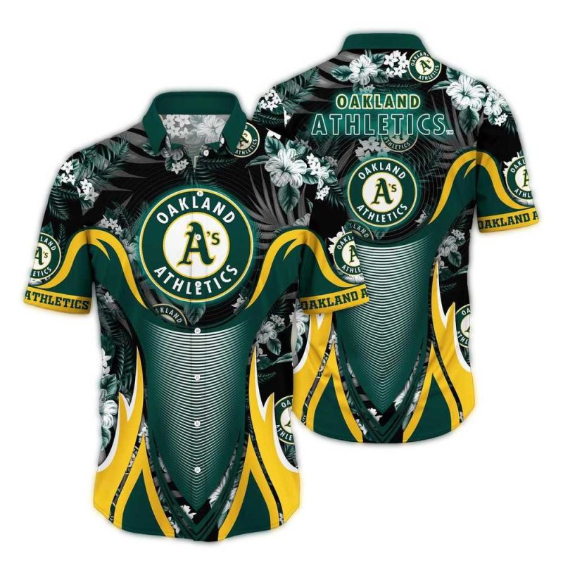 Oakland Athletics Floral Flower and Leafs Uniform Hawaiian Shirt 1