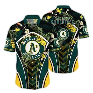 Oakland Athletics Floral Leaf Pattern Hawaiian Shirt For Fans
