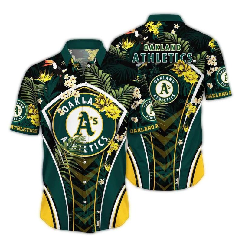 Oakland Athletics Floral Leafs Pattern Hawaiian Shirt 1