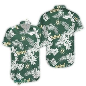Vintage Oakland Athletics Floral Leaf Pattern Hawaiian Shirt For Men