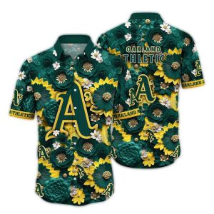 Oakland Athletics Hawaiian Shirt With Flower Blossom Design
